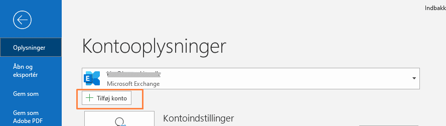 Tilføj konto i Outlook