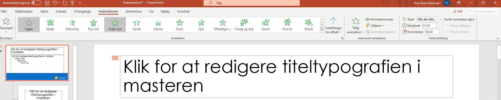 Eksempel på ny slidemaster - animationer