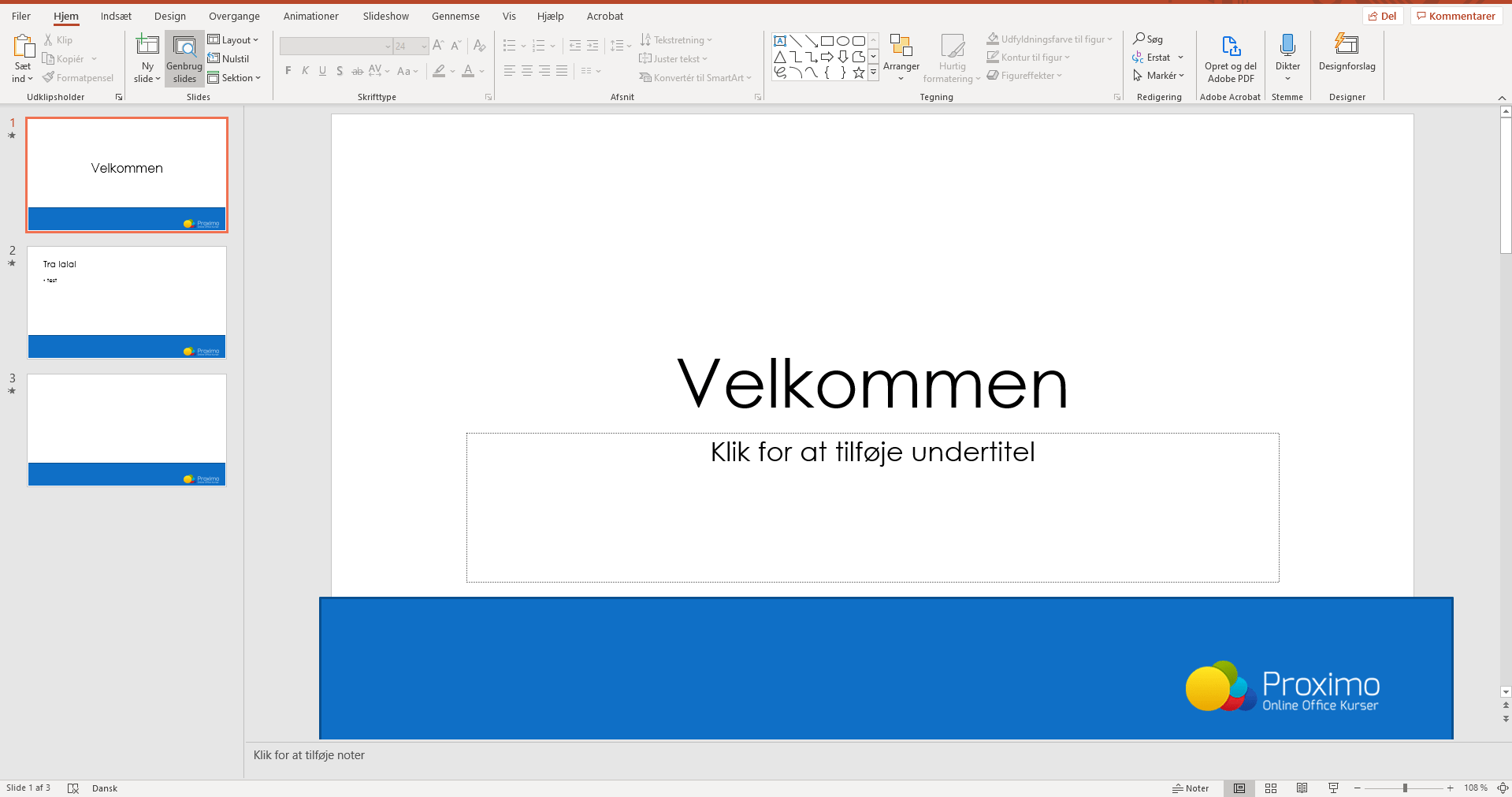Eksempel på 'normal visning' med slidemaster