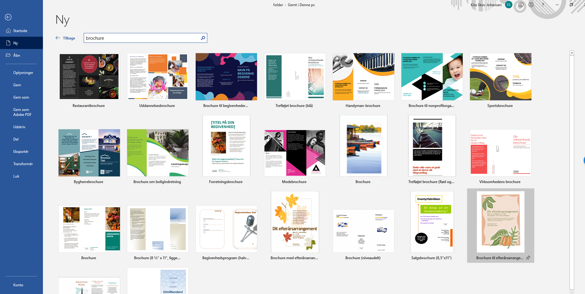 Eksempel på at søge efter Word-skabeloner