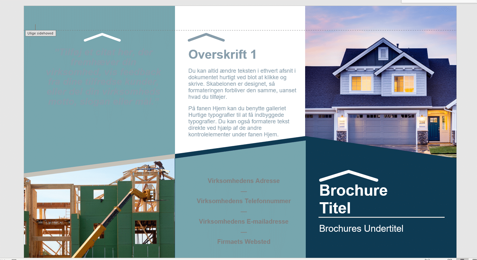 Eksempel på brochure-skabelon i Word