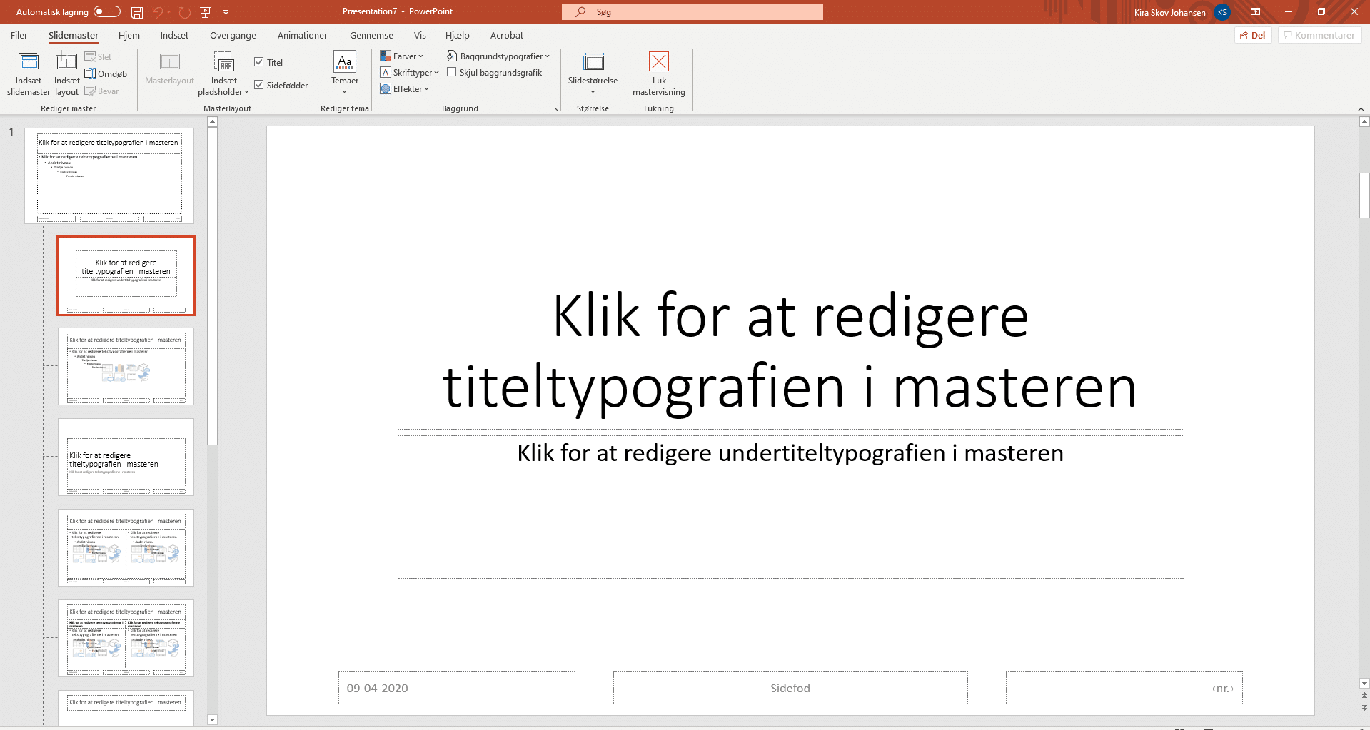 Eksempel på ny slidemaster