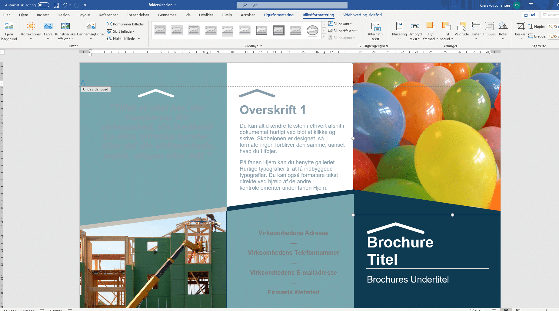Eksempel på brochure-skabelon i Word