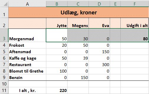 Screenshot_7 Eksempel på Autosum