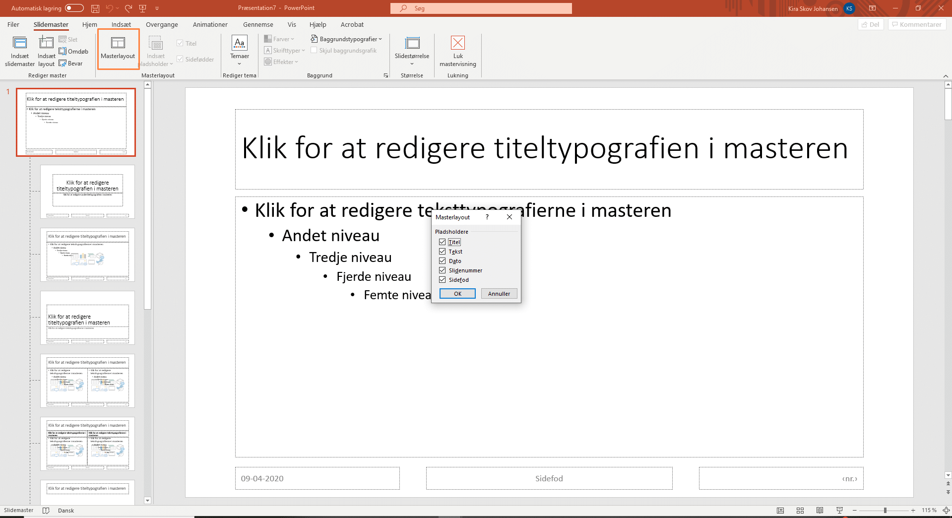 Eksempel på ny slidemaster - masterlayout