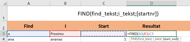 FIND syntaks eksempel Eksempel på FINDs syntaks