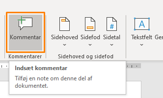 Indsæt kommentar i Word