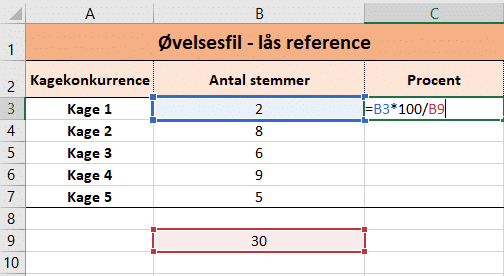 udregning 1 Eksempel med relativ reference