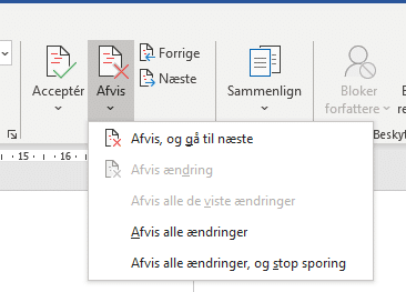 eksempel på 'Afvis'