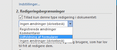 redigeringsbegrænsninger Begræns redigering