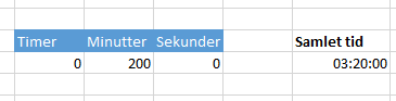 Eksempel på omregning af minutter til timer