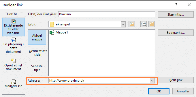 Eksempel på indsat weblink