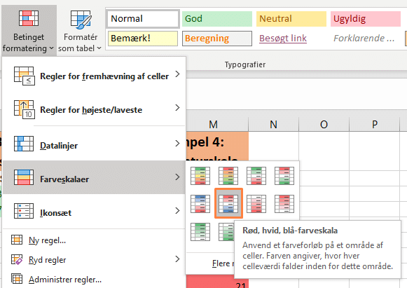 farveskala Eksempel på 'Farveskala'