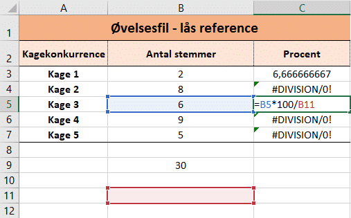 udregning 2 Eksempel med relativ reference