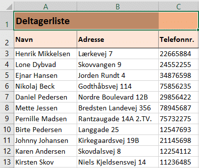 Eksempel på 'Flet og centrer'