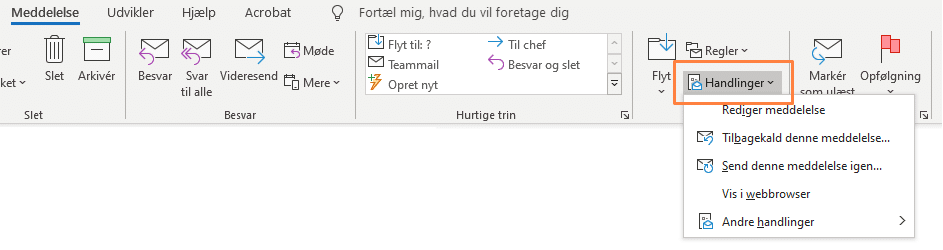 'Handlinger' i sendt mail