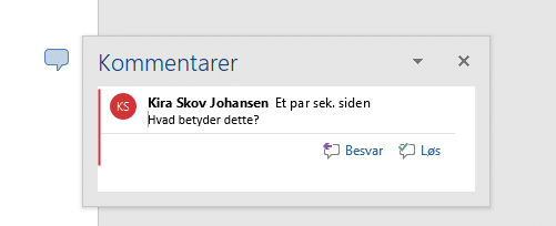 Eksempel på kommentar