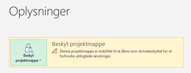 skrivebeskyttet projektmappe