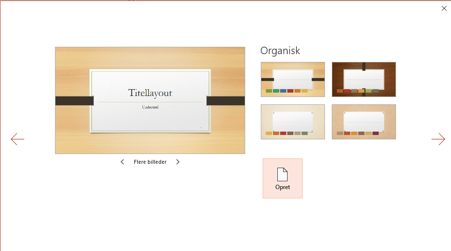 Farvevariation af tema Eksempel på farvevariation af temaer i PowerPoint