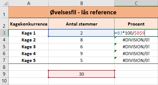 udregning 3 Eksempel på brug af absolut reference