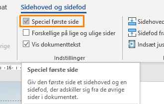 Afkryds 'Speciel første side'