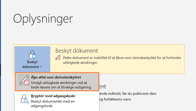 fjern skrivebeskyttelse Eksempel på at fjerne skrivebeskyttelse