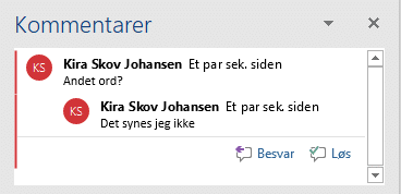 eksempel på 'Besvar'