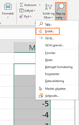 Eksempel på Erstat