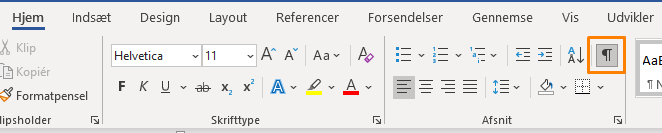‘Vis alle’ i Word 'Vis alle' i Word