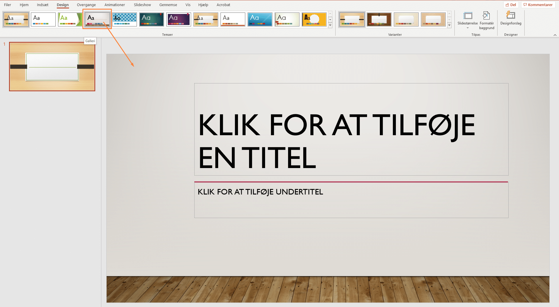 Ændr tema eller variant Ændr tema eller variant