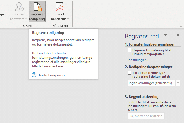 Begræns redigering Begræns redigering