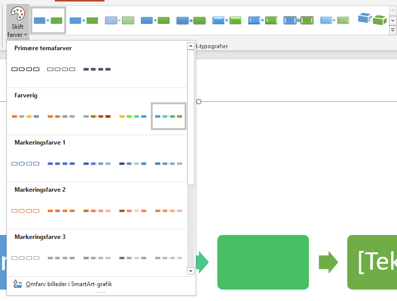 Eksempel på ændret farve