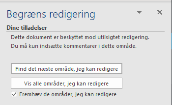 beskyttet mod redigering Begræns redigering - aktiv