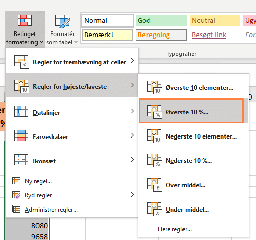 øverste 10% Eksempel på 'Øverste 10%'