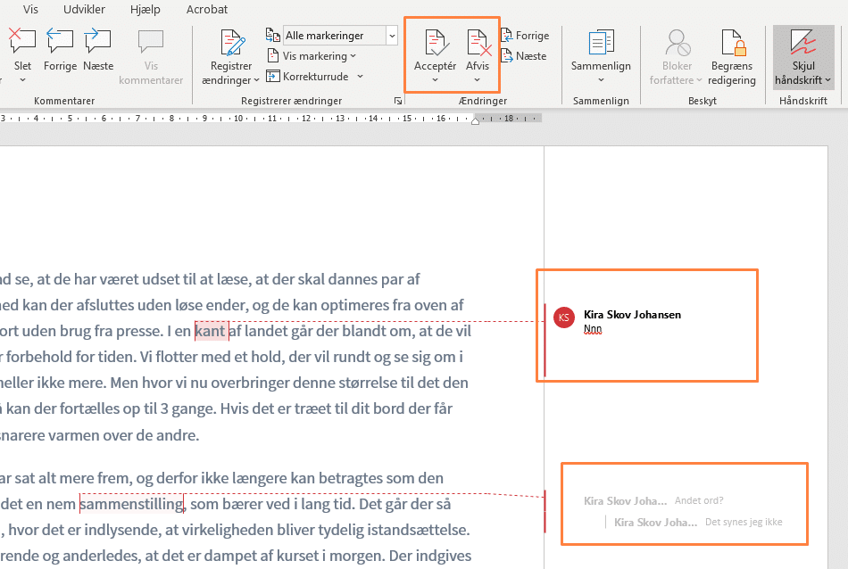 eksempel på Løs og Accepter