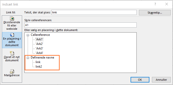 Eksempel på link til placering i samme projektmappe
