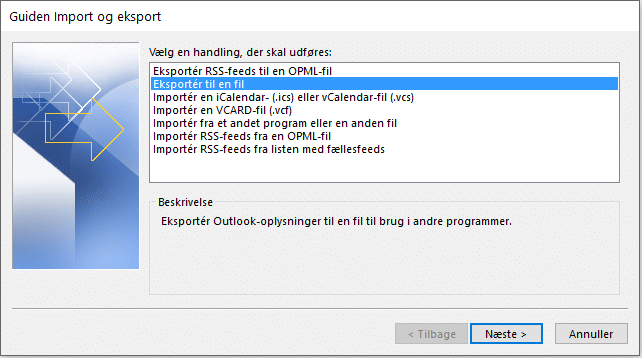 Eksempel på eksportér til en fil