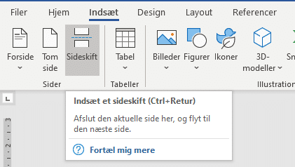 Indsæt sideskift Indsæt sideskift