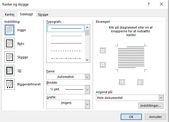 Sidekanter dialogboks Dialogboks med sidekanter