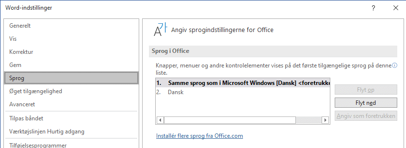 Sprog i Office Sprog i Office