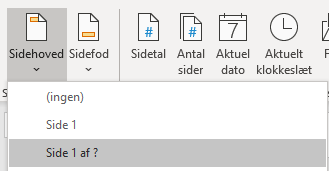 sidehoved muligheder Eksempel på sidehoved muligheder