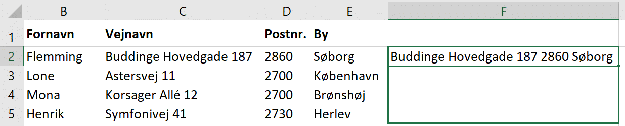 Eksempel på kopiering af sammenkædning
