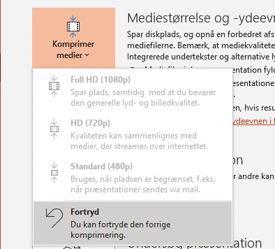 Fortryd komprimering