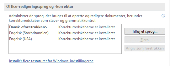 skrivesprog Skrivesprog i Office