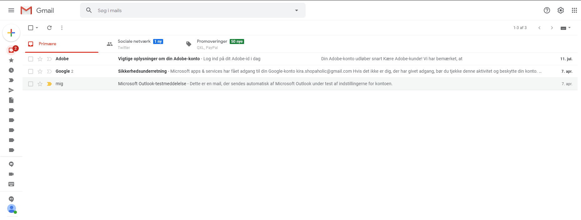 Gmail Eksempel på Gmail