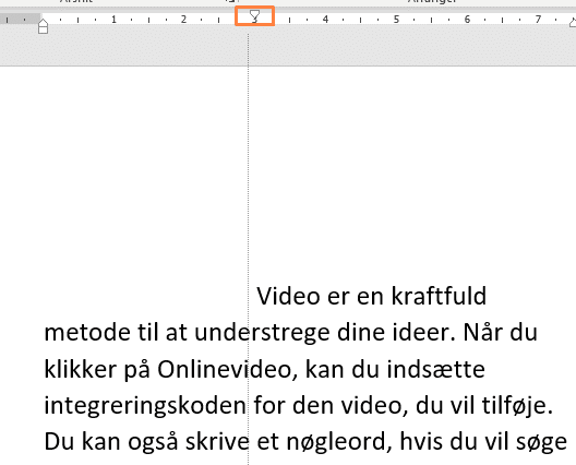 Indrykning af første linje Eksempel på indrykning af første linje