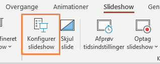 Konfigurer slideshow