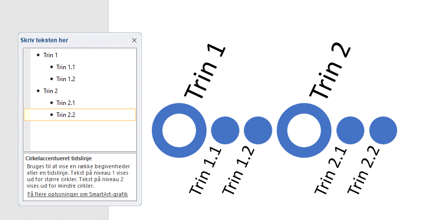 Eksempel cirkel tidslinje Eksempel på SmartArt-grafik - tidslinje med cirkler