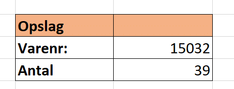 Eksempel med SAMMENLIGN og 'Antal'