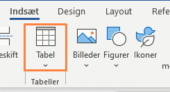 Tabel-knappen i Word